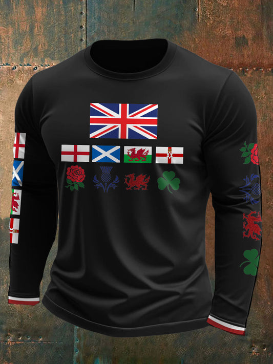 Men's UK Scotland England Northern Ireland Wales Flag Art Printed T-shirt