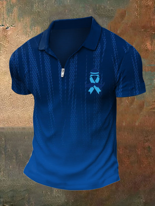 Men's Prostate Cancer Print Polo Neck Short Sleeve T-Shirt