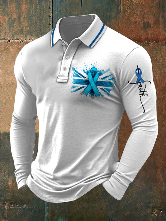 Men's Prostate Cancer UK Print Stand Collar Casual Shirt