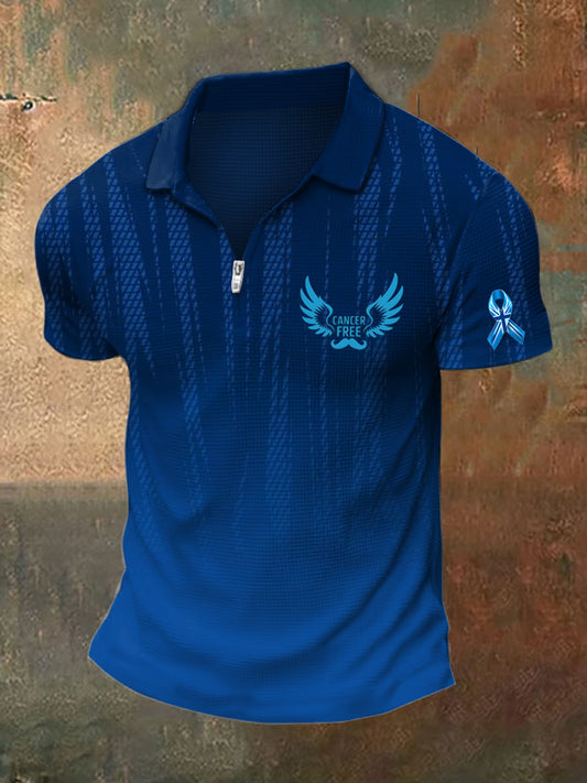 Men's Prostate Cancer Print Polo Neck Short Sleeve T-Shirt