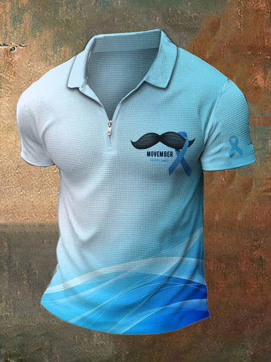 Men's Prostate Cancer Print Polo Neck Short Sleeve T-Shirt