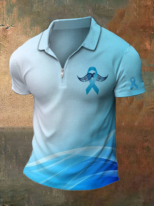 Men's Prostate Cancer Print Polo Neck Short Sleeve T-Shirt