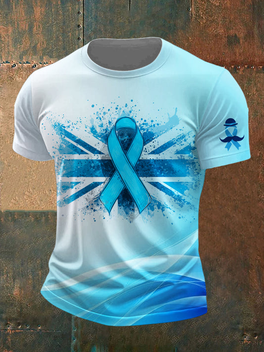 Men's Prostate Cancer UK Printed Vintage Fashion Loose Short Sleeve T-Shirt