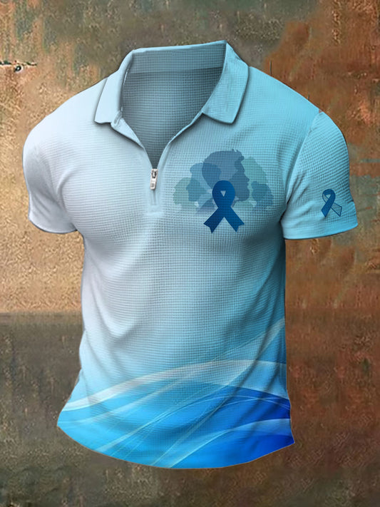 Men's Prostate Cancer Print Polo Neck Short Sleeve T-Shirt