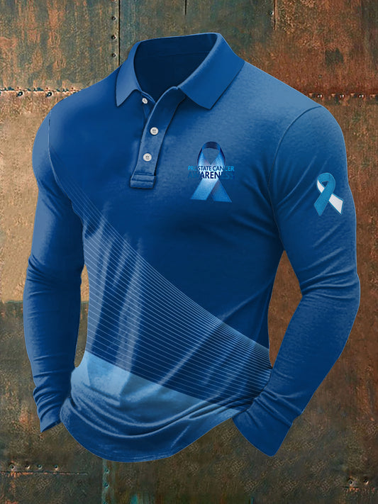 Men's Prostate Cancer Print Stand Collar Casual Shirt