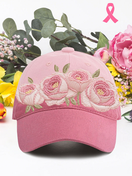 Pink roses breast cancer neutral hat