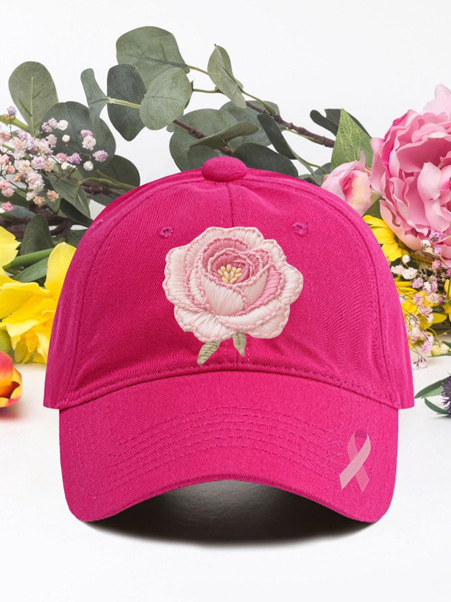 Pink rose breast cancer neutral hats