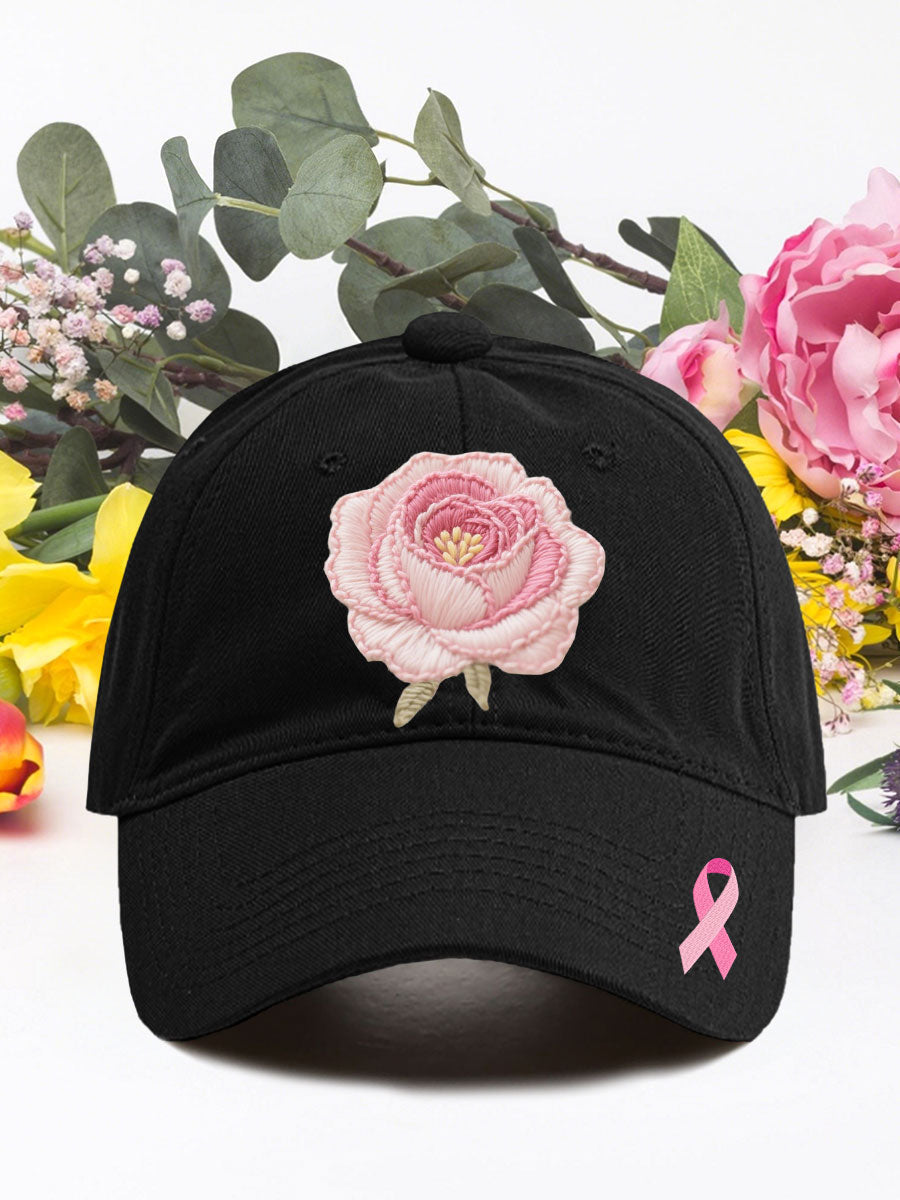 Pink rose breast cancer neutral hats