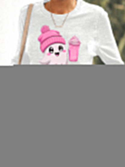Women's In October We Wear Pink Halloween Pink Ghost Breast Cancer Awareness Sweatshirt