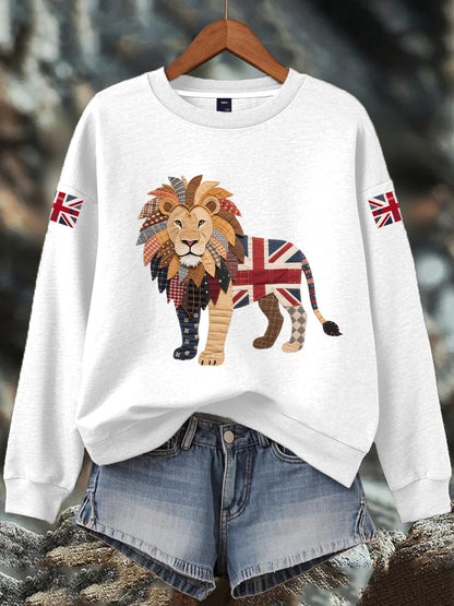Women's British imitation diamond hot-drilling Print Sweatshirt