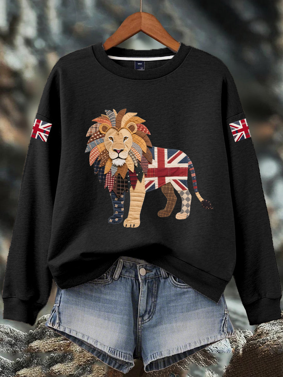 Women's British imitation diamond hot-drilling Print Sweatshirt