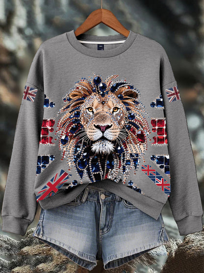 Women's British imitation diamond hot-drilling Print Sweatshirt