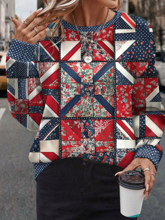 Women's UK Flag Floral Art Printed Sweatshirt