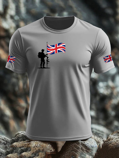 Men's British Veteran imitation cotton short-sleeved T-shirt