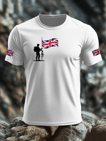 Men's British Veteran imitation cotton short-sleeved T-shirt