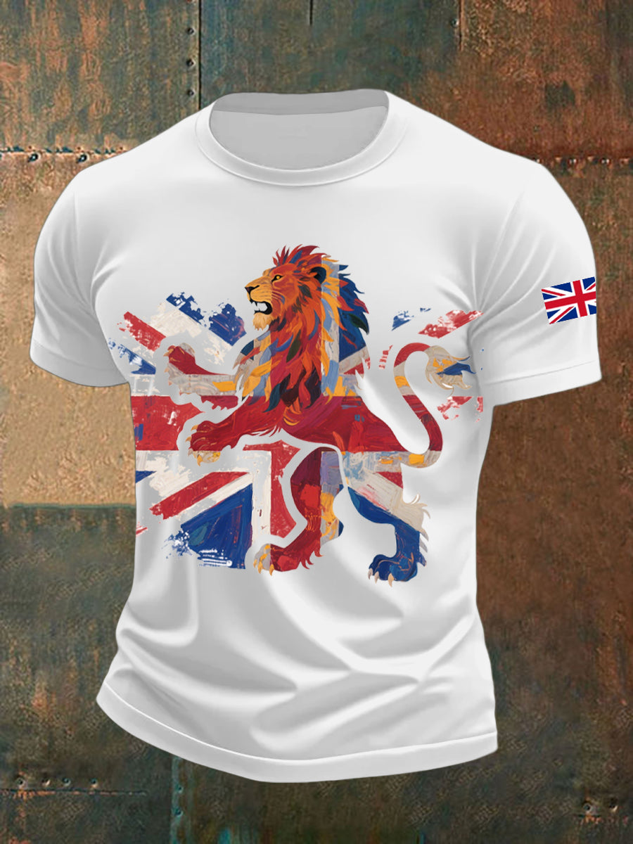 Men's UK Flag Lion Printed T-shirt