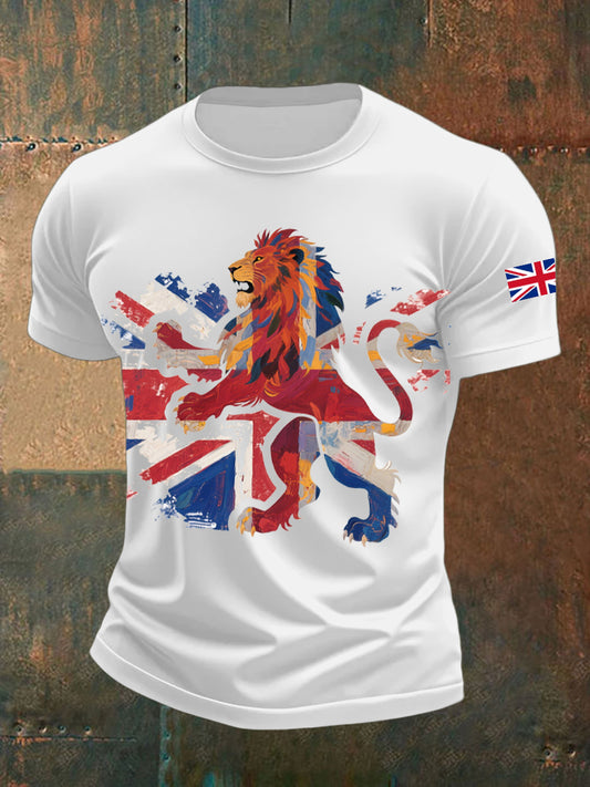 Men's UK Flag Lion Printed T-shirt