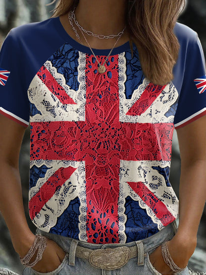 Women's UK Flag Art Printed T-shirt