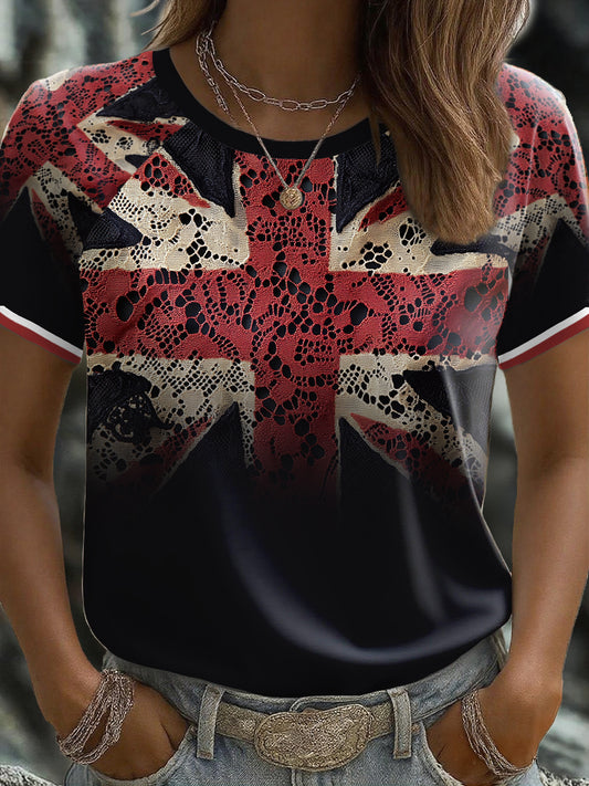 Women's UK Flag Art Printed T-shirt