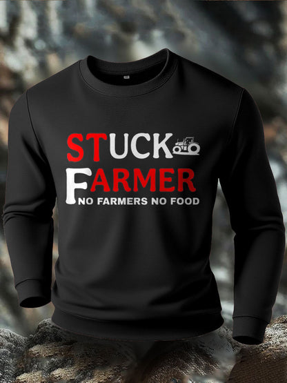 Men's Stuck Farmer Funny Printed Sweatshirt