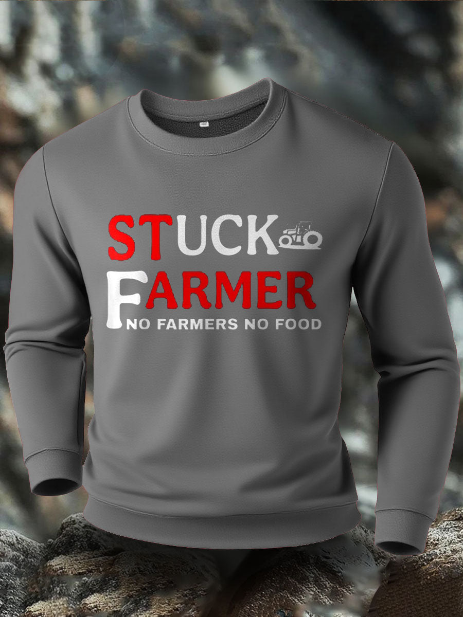 Men's Stuck Farmer Funny Printed Sweatshirt