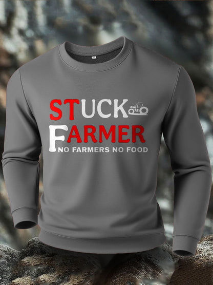 Men's Stuck Farmer Funny Printed Sweatshirt