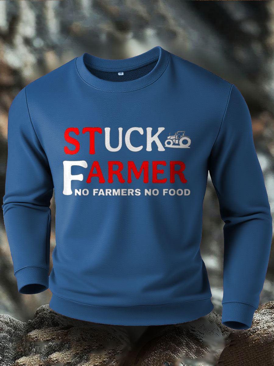 Men's Stuck Farmer Funny Printed Sweatshirt