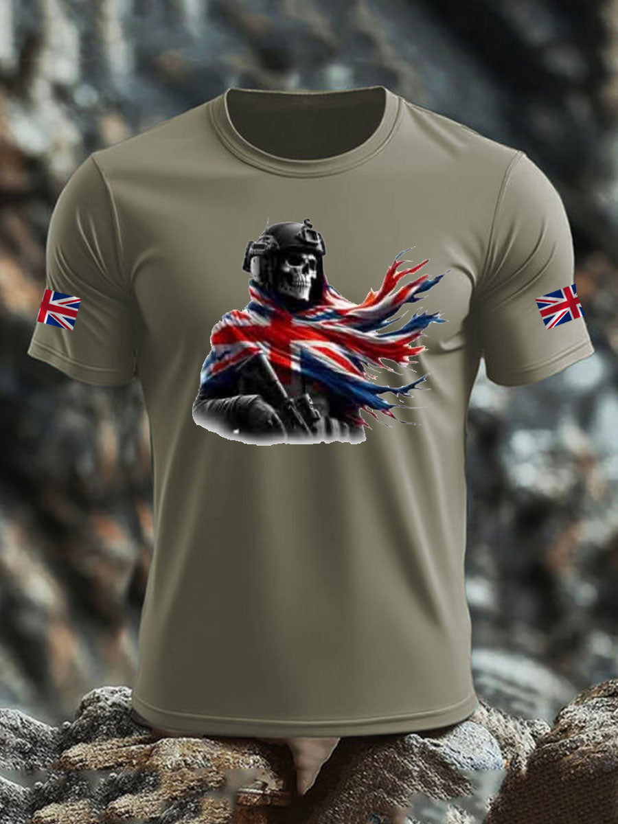 Men's British Veteran imitation cotton short-sleeved T-shirt