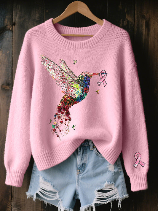 Women's Pink Hummingbird Print Show Casual Top