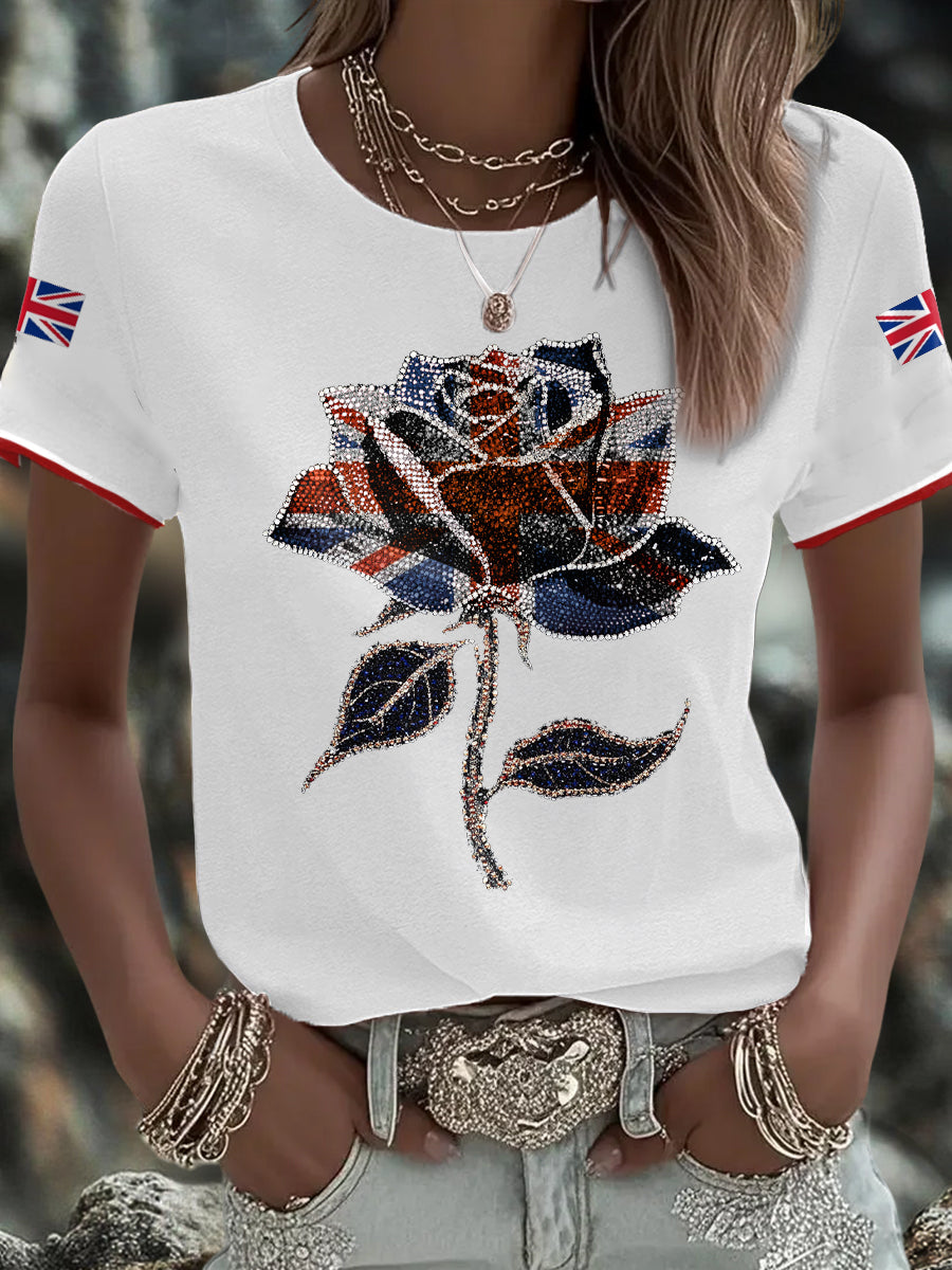 Women's UK Flag Art Printed T-shirt