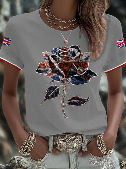 Women's UK Flag Art Printed T-shirt