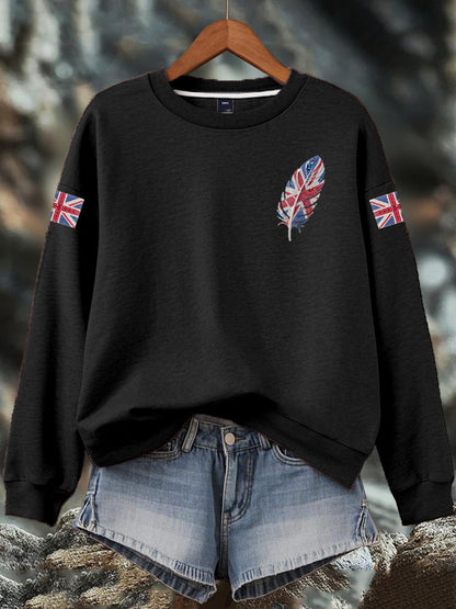 Women's British imitation diamond hot-drilling Print Sweatshirt