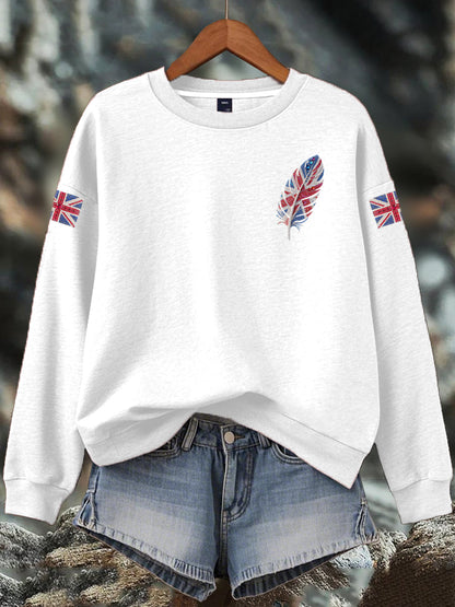 Women's British imitation diamond hot-drilling Print Sweatshirt