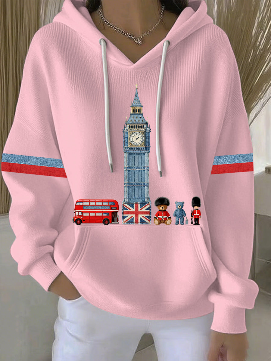 Women's British style Print Casual Hoodie