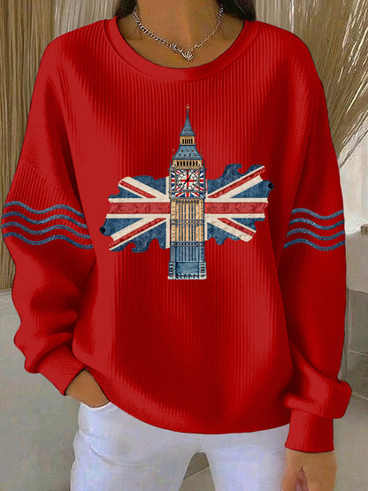 Women's British style  Print Casual Sweatshirt