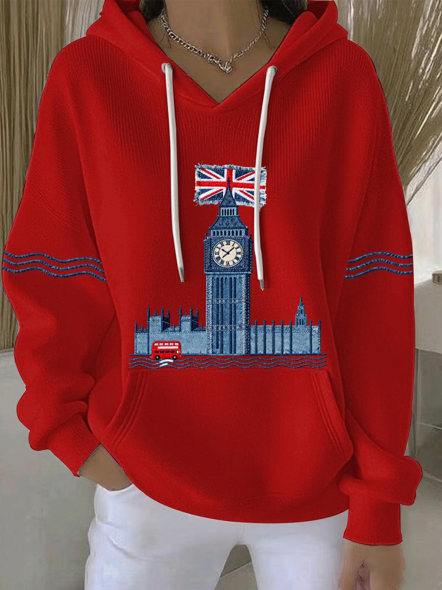 Women's British style Print Casual Hoodie