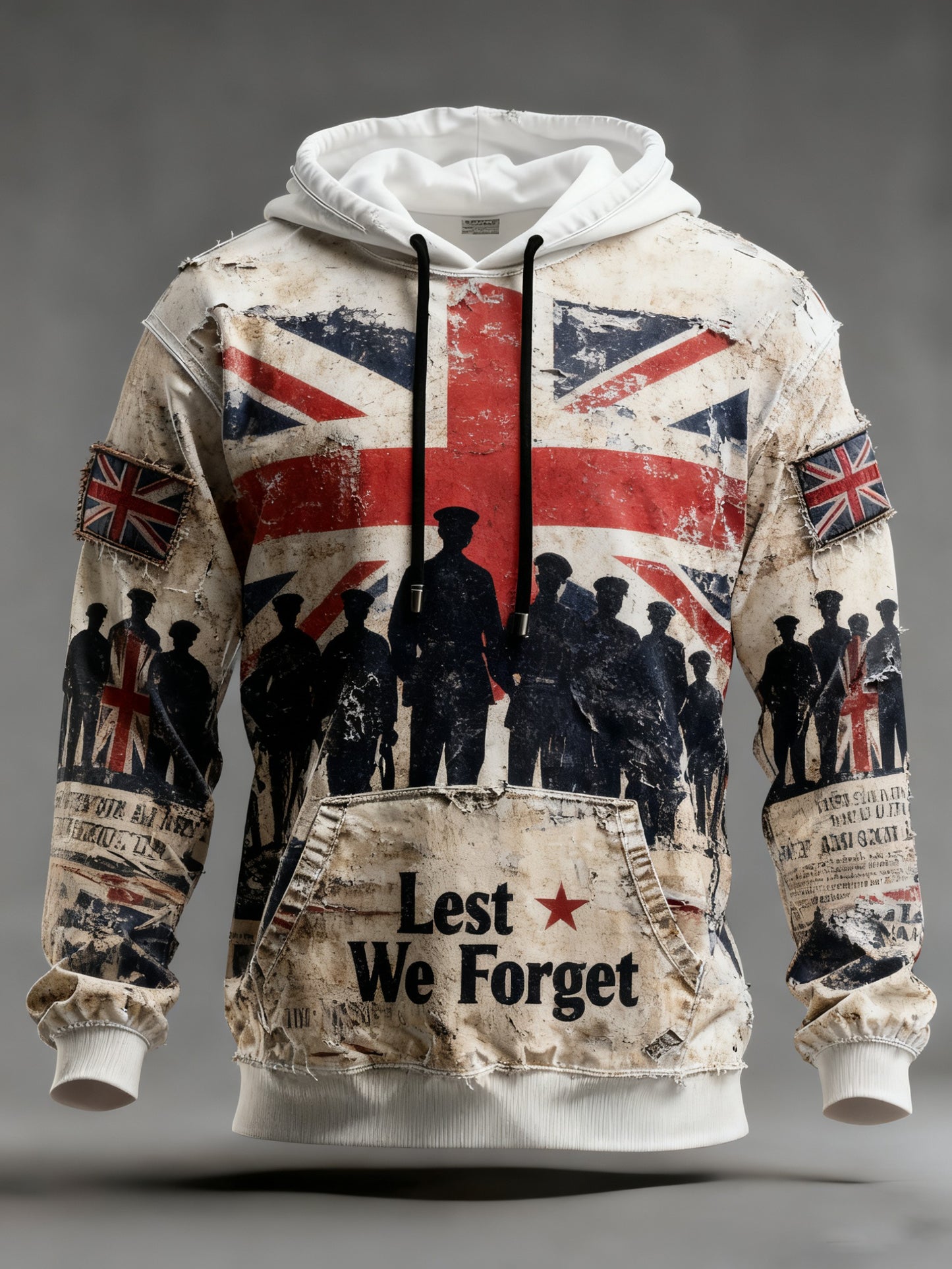 Men's Remembrance Day Lest We Forget Printed Hoodie