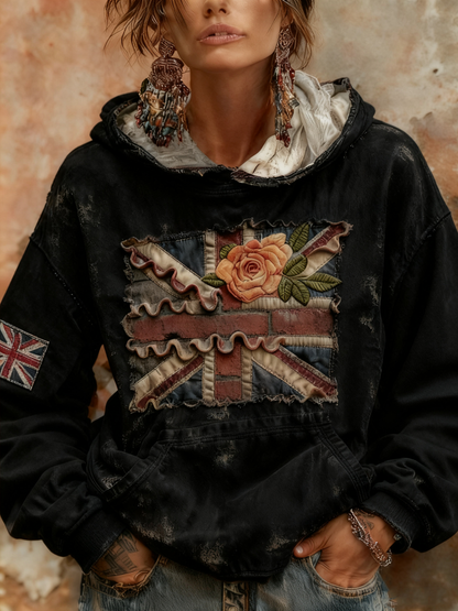 Women's British Rose Printed hoodie