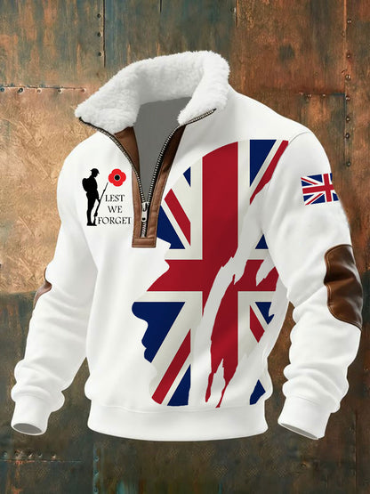 Men's Remembrance Day Lest We Forget aggy Zip-up Hoodie