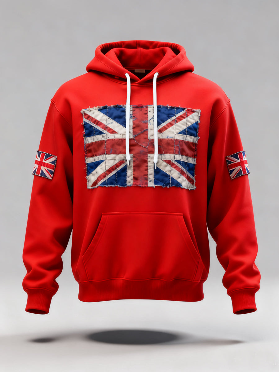 Men's Vintage UK Flag Print Casual Hoodie