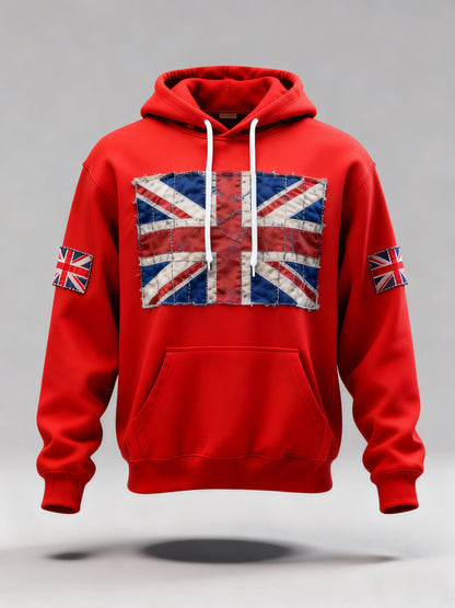 Men's Vintage UK Flag Print Casual Hoodie