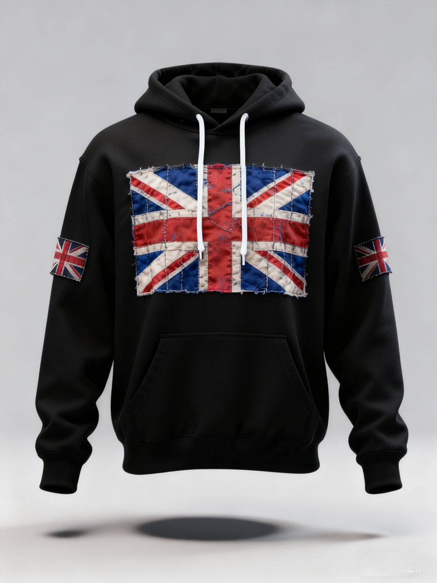 Men's Vintage UK Flag Print Casual Hoodie