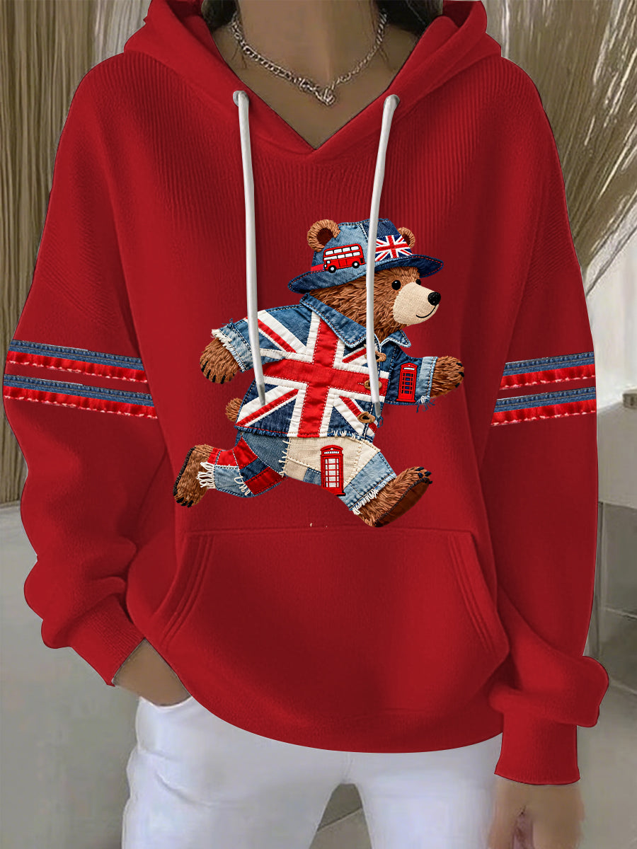 Women's British style Print Casual Hoodie