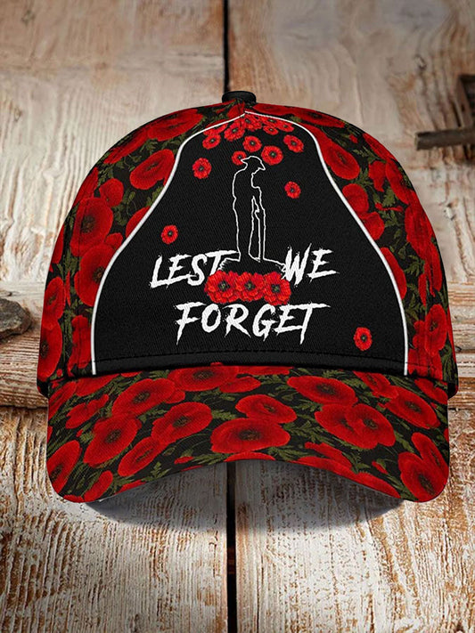 Unisex Remembrance Day Lest We Forget Print Hat