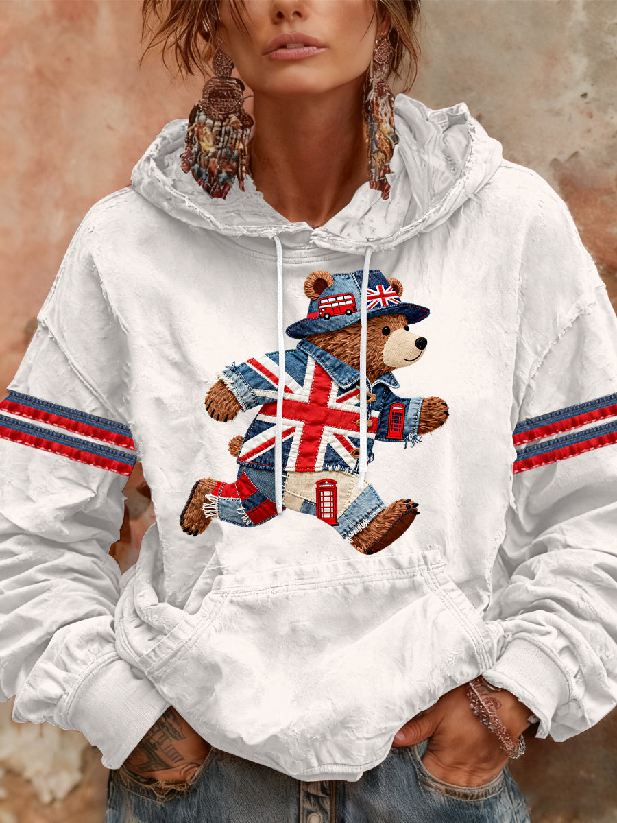 Women's British style Print Casual Hoodie