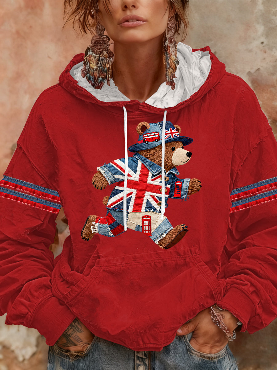 Women's British style Print Casual Hoodie