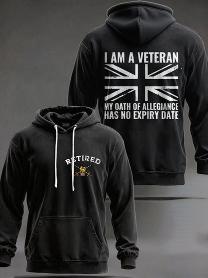 Men's UK Retired Veteran Printed Hoodie