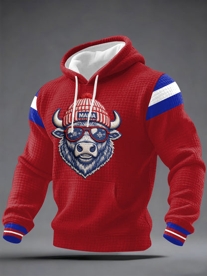 Męskie fanki piłki nożnej Gameday Print Casual Bluza z kapturem w kratkę