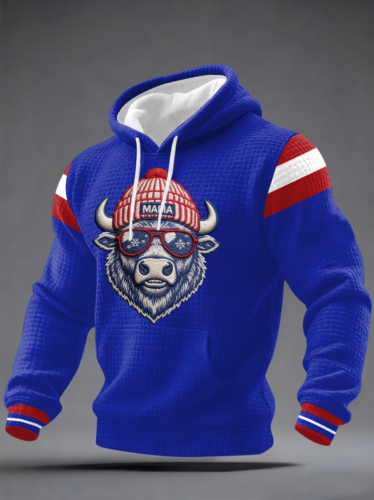 Męskie fanki piłki nożnej Gameday Print Casual Bluza z kapturem w kratkę