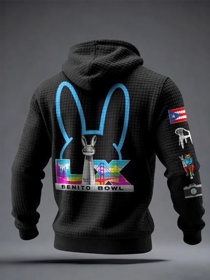 Bluza z kapturem z nadrukiem Unisex Bunny Football Music Lover